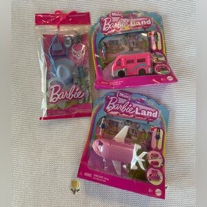 Barbie Mini BarbieLand Lot Camper Van Airplane Accessories Mattel NEW
